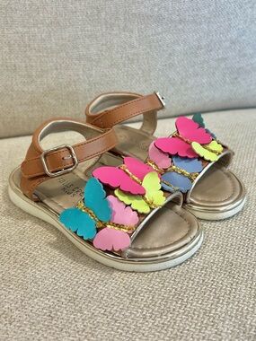 Falls Creek Kids Size 7 Toddler Tyler 3D Butterfly Sandals Girls Multicolor EUC